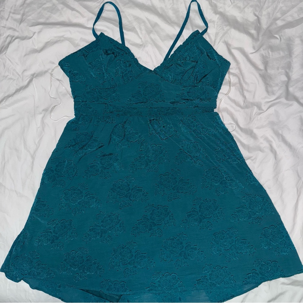 Teal Lace Sleeveless Dress